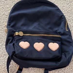 Stoney Clover Lane Navy Backpack with Heart Accents